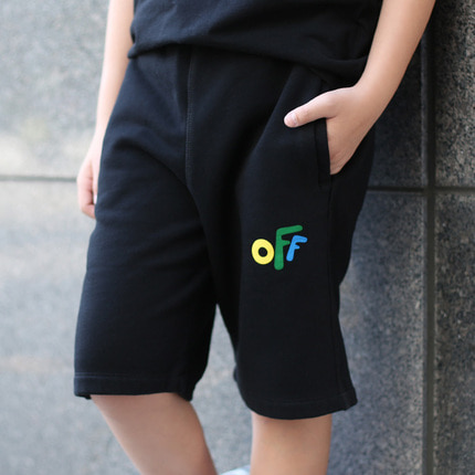 OFF WHITE OBCI001F21FLE001 키즈 6/12A ROUNDED 반바지(BK)